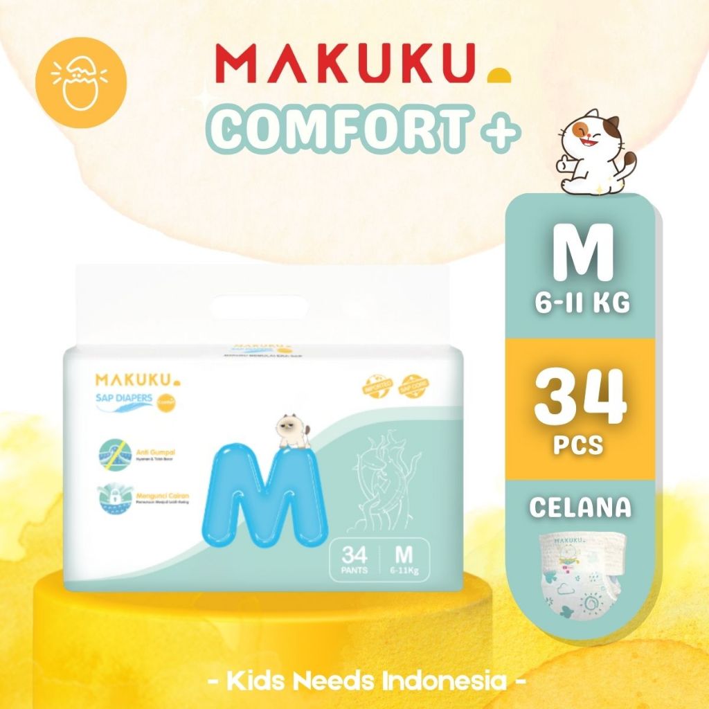 Jual MAKUKU SAP DIAPERS NEW COMFORT+ PANTS M34 - Popok Bayi | Shopee ...