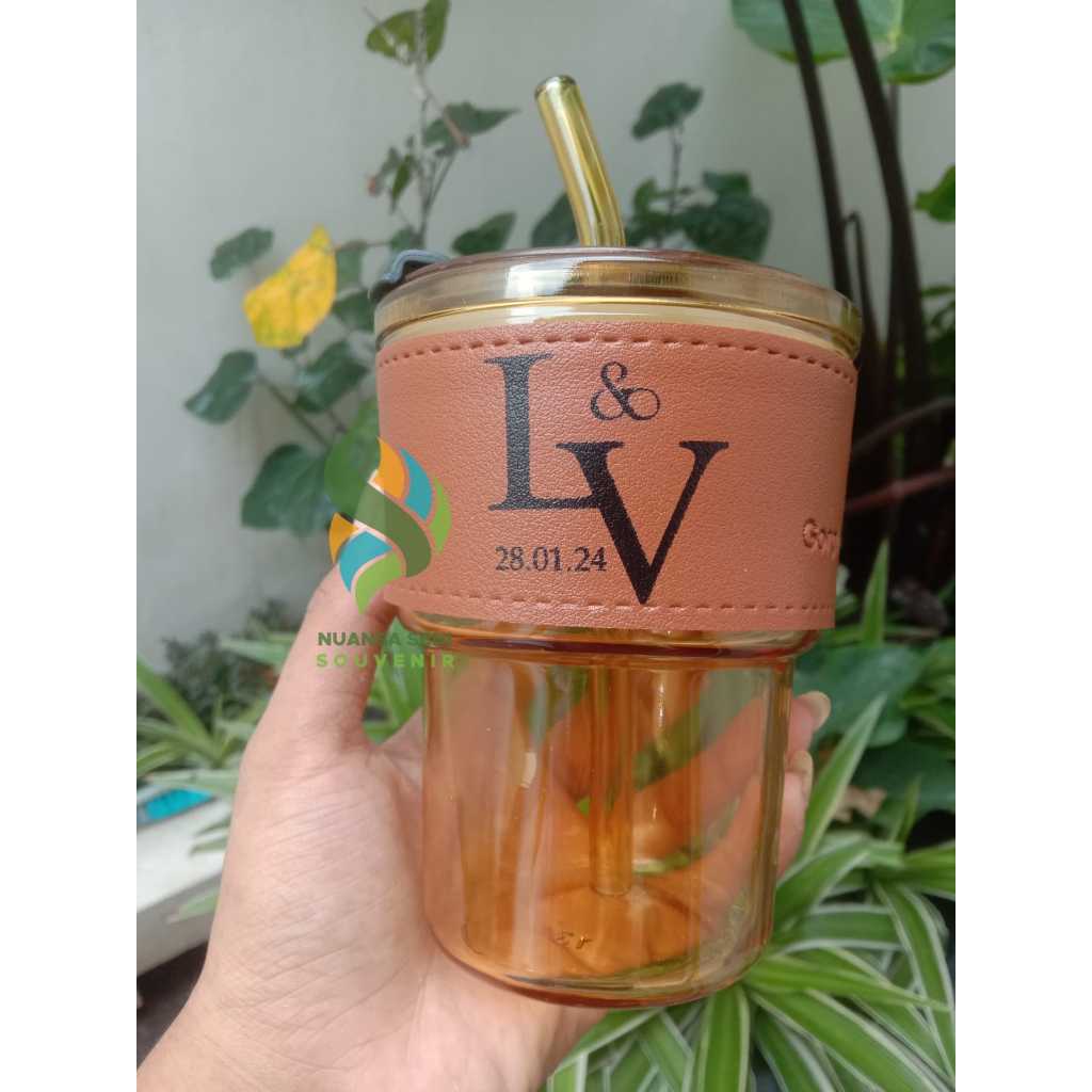 Jual Souvenir Gelas Sedotan Kaca Estetik Tumbler Mug Minum Jus Botol ...
