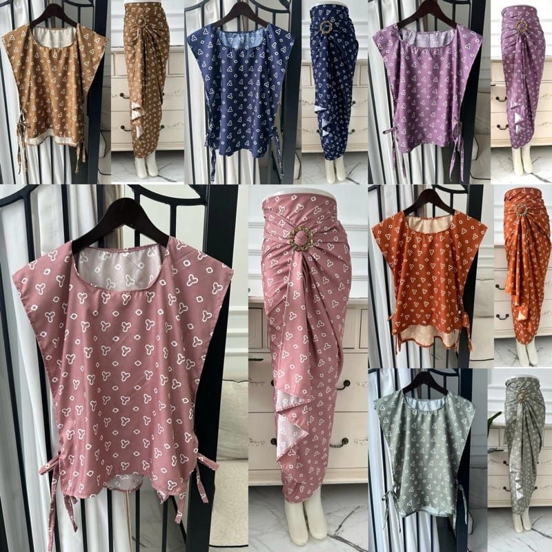 Jual 1set vest batik jumputan / rok lilit + gesper /vest jumputan ...