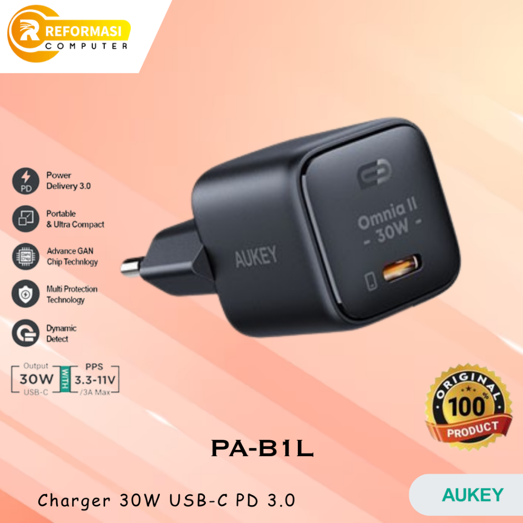 Jual AUKEY Charger Aukey PA-B1L Omnia Mini II 30W USB-C PD 3.0 - 501747 ...