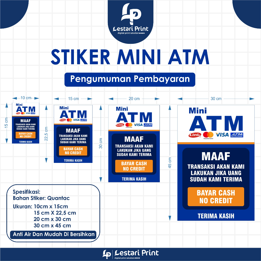 Jual STIKER MINI ATM PENGUMUMAN PEMBAYARAN | ANTI AIR DAN PANAS ...