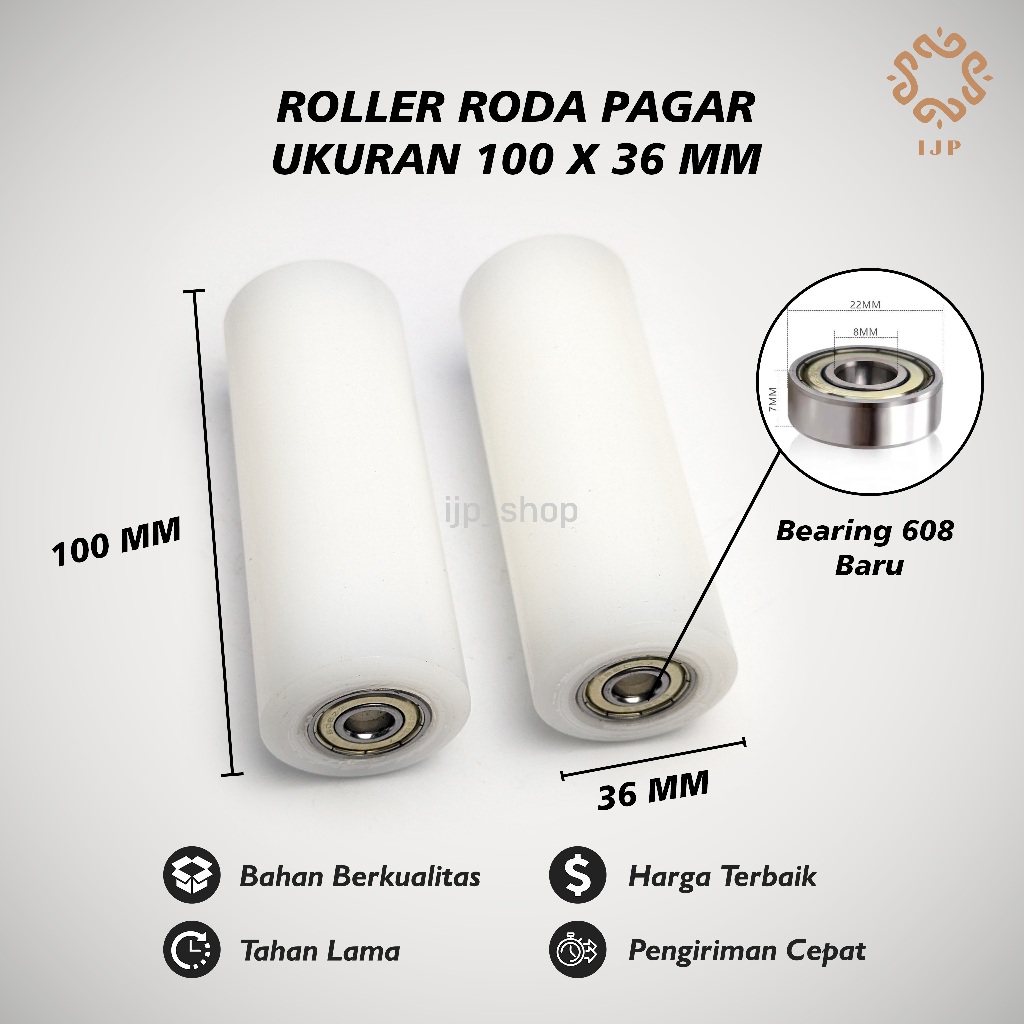 Jual Roller Roda Nylon Roller Ukuran 36 mm Panjang 100 mm Pintu Pagar ...