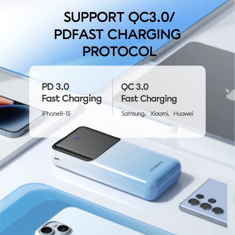 VIVAN Powerbank 10000mAh Fast Charging QC 3.0 PD 20W 2 Input & 3 Output VPB-D10 Garansi 18 Bulan