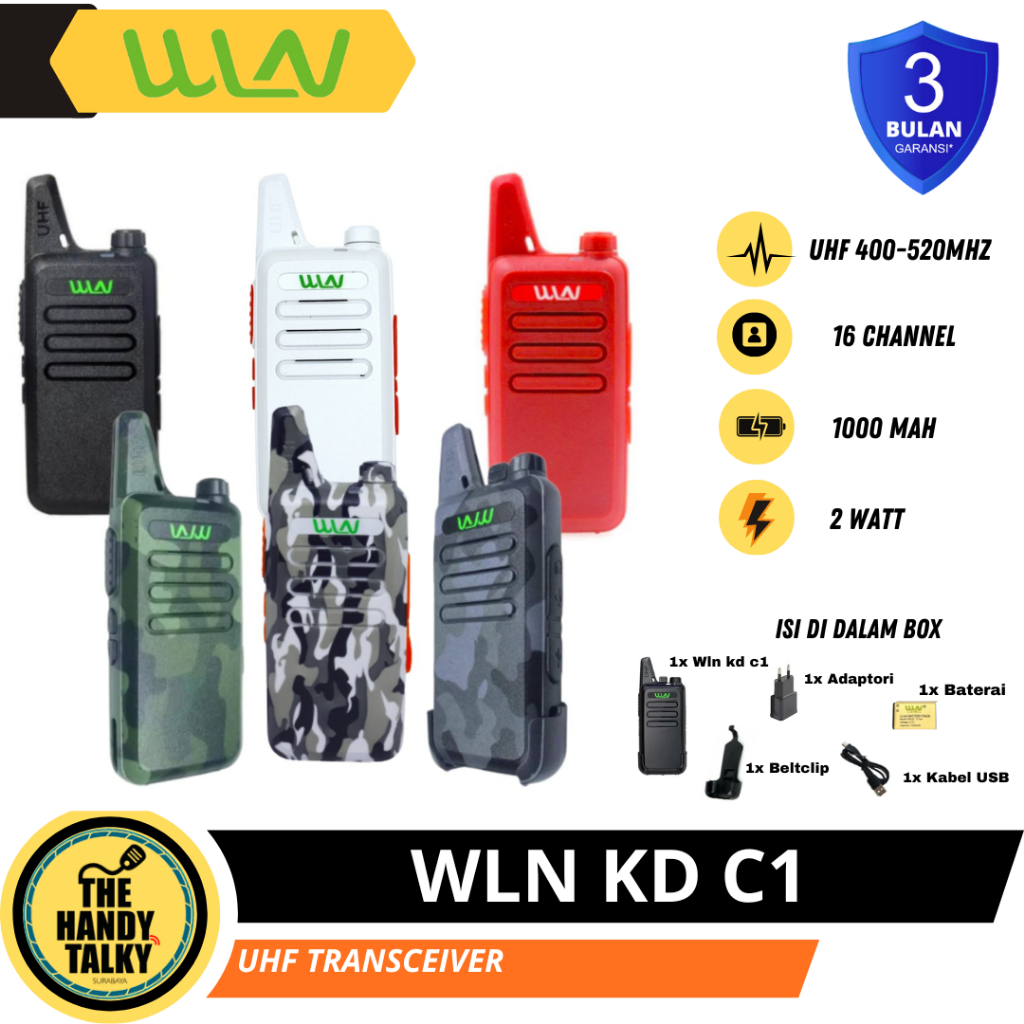 Jual WALKIE TALKIE WLN KD-C1 C1 UHF 400-470 MHz HANDY TALKY SATUAN ...