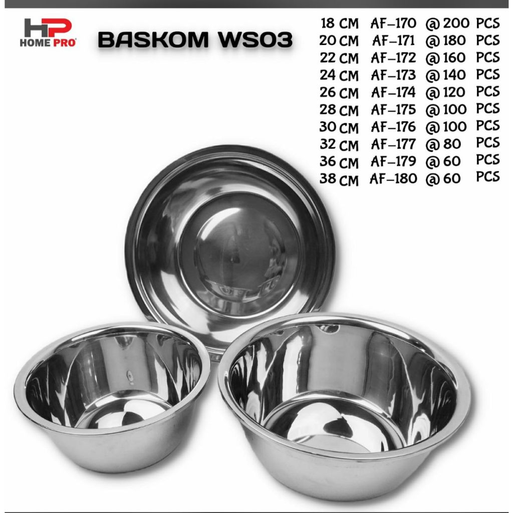Jual Baskom Dalam Stainless Tebal Aneka Ukuran 18-30cm / Baskom Sayur ...