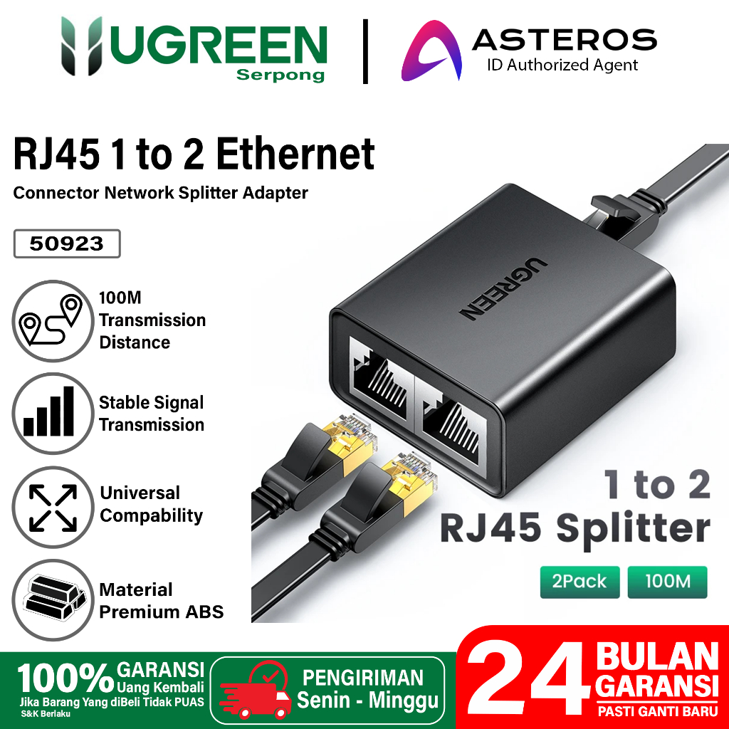 Jual UGREEN Lan Splitter RJ45 1 to 2 Ethernet Sambungan Lan Cabang ...