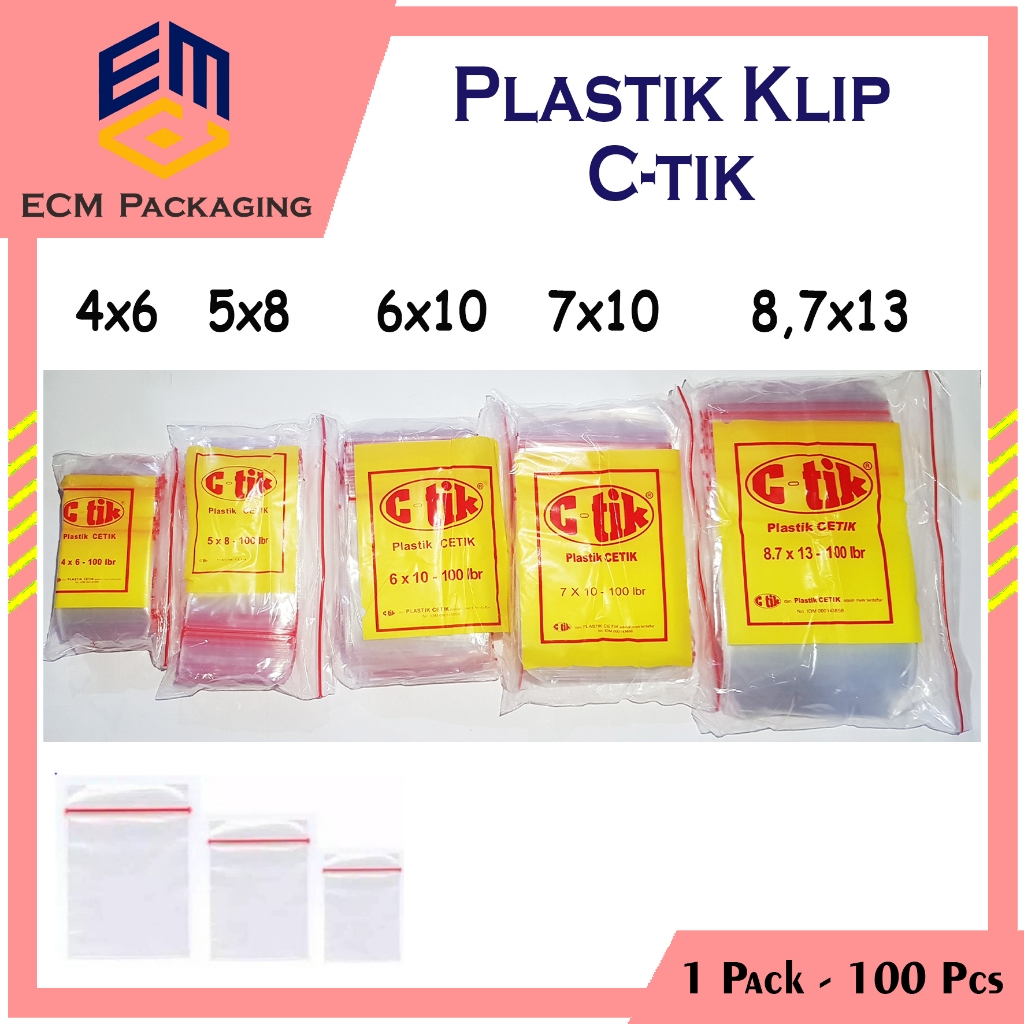 Jual 100pcs Plastik Klip C Tik Bening 4x6 5x8 6x10 7x10 8 7x13 Plastik