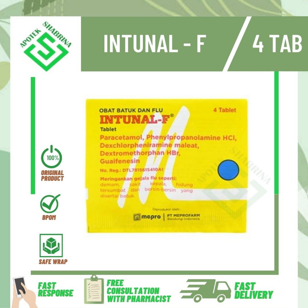 Jual Intunal F 4 Tablet/ OBAT DEMAM BATUK PILEK / FLU | Shopee Indonesia