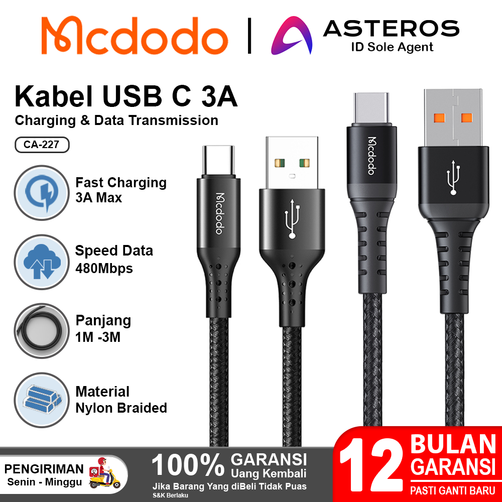 Jual MCDODO Kabel Data USB Type C Fast Charging 3A 10w 15w 18w Max 33w