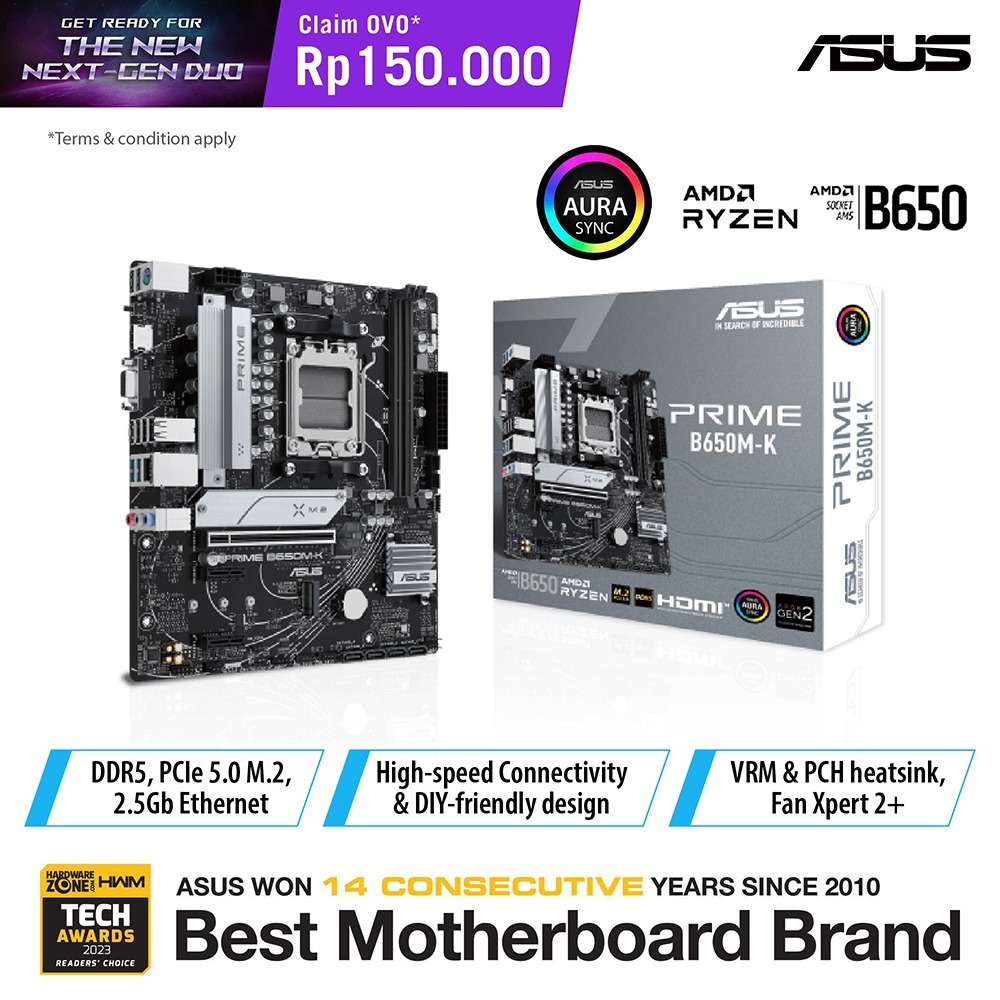 Jual Motherboard ASUS PRIME B650M-K (AM5, AMD, B650, DDR5, USB3.2 ...