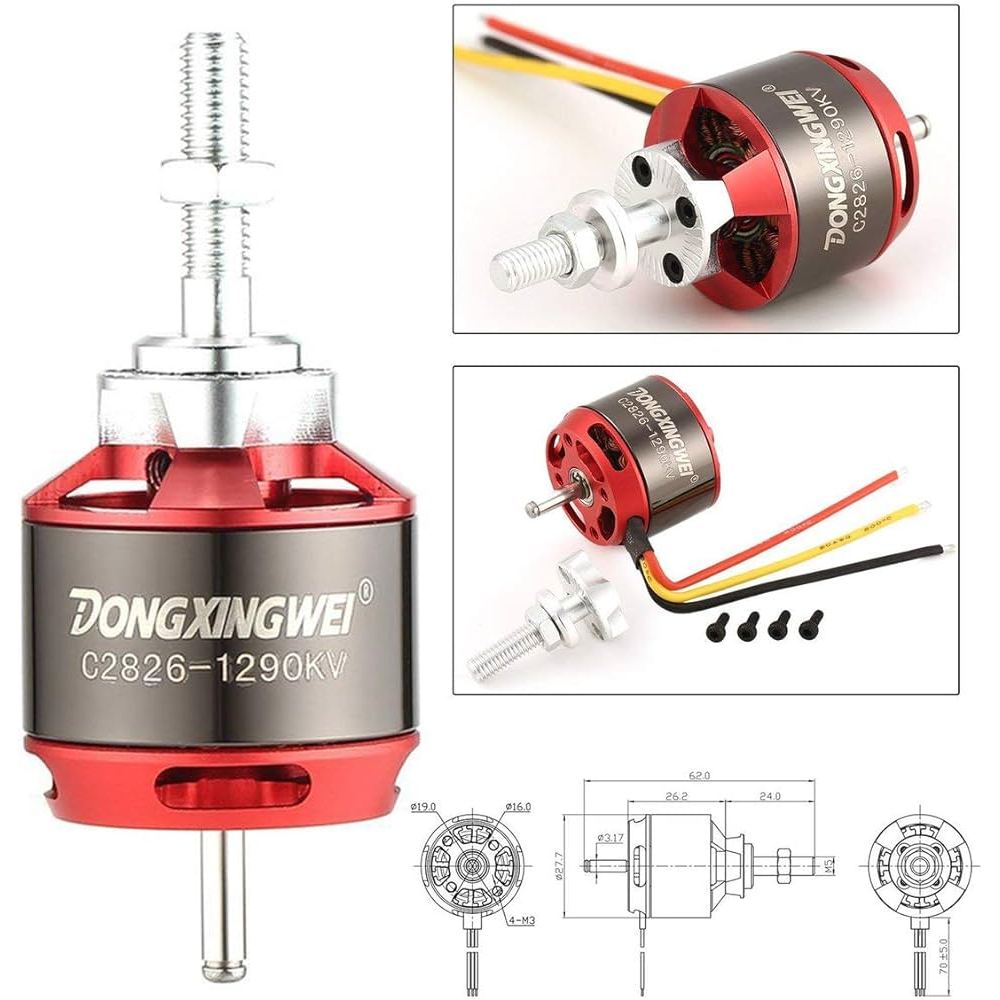 2-3S C2826 1350KV Outrunner Moteur sans balais Diamètre de l'arbre 3 mm avec kit de vis pour drone RC avion RC à aile fixe