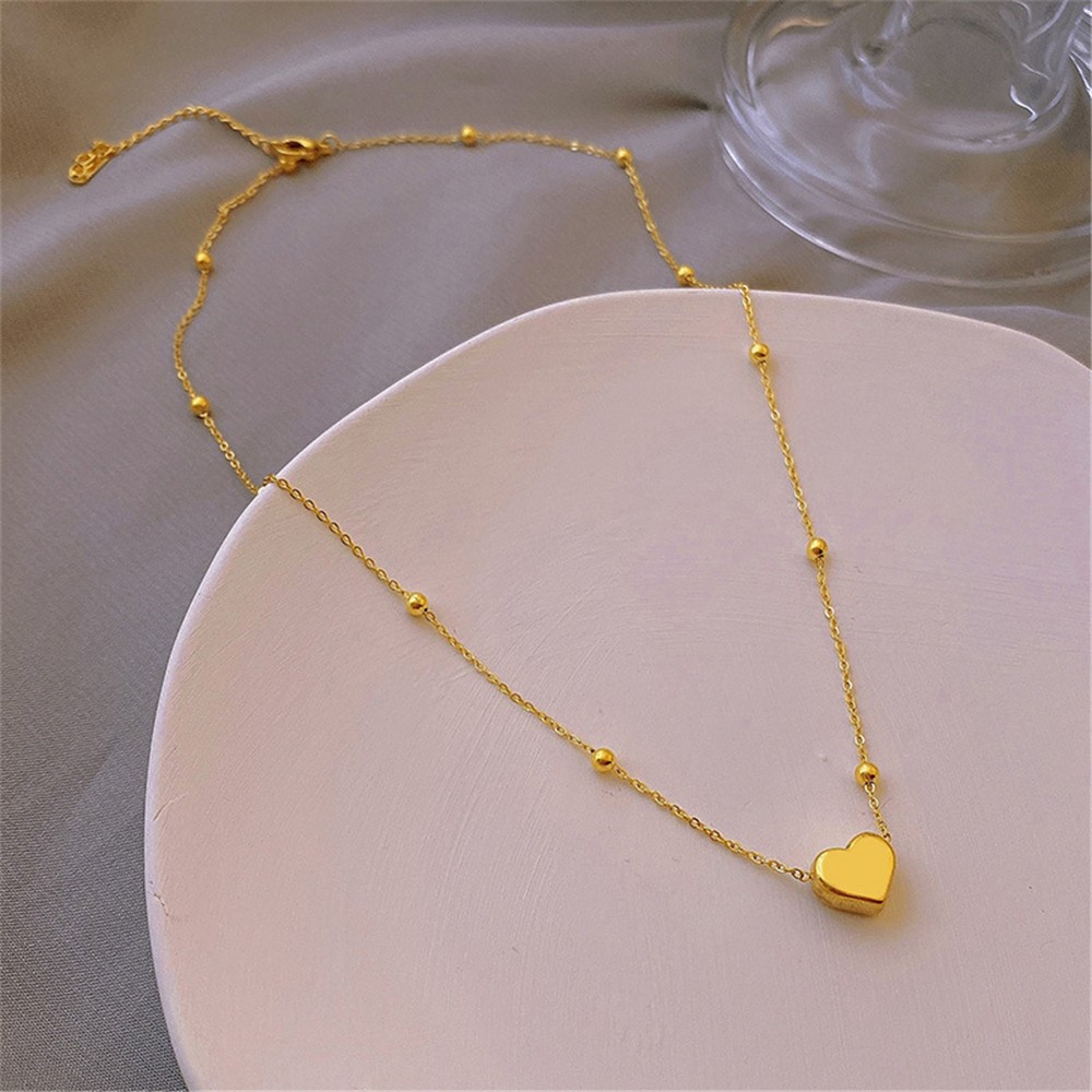 Kalung Aruna Love Titanium Steel Necklace Anti Karat Heart Hati Wanita Gold Elegan