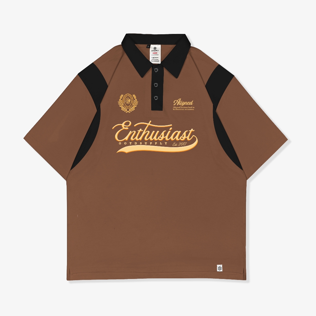 Jual OOTDSUPPLY Oversize Rugby Polo Shirt Aligned Combination | Kaos ...