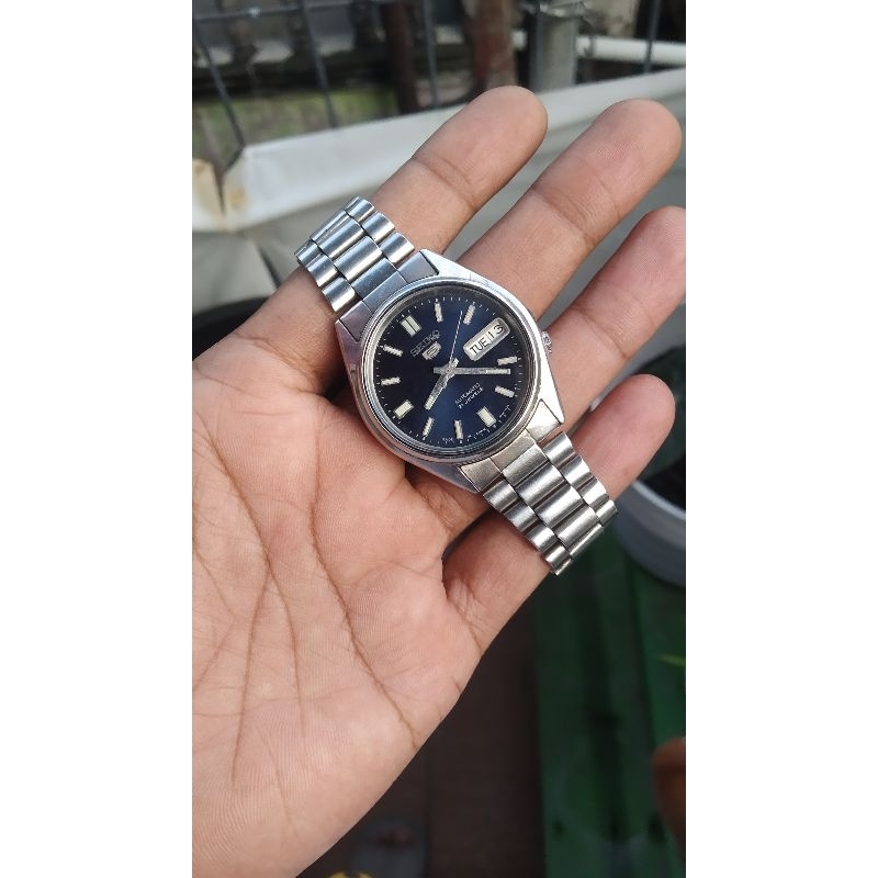 Orologio da uomo Seiko 5 in acciaio inossidabile con quadrante blu automatico SNXS77K1 ricondizionato