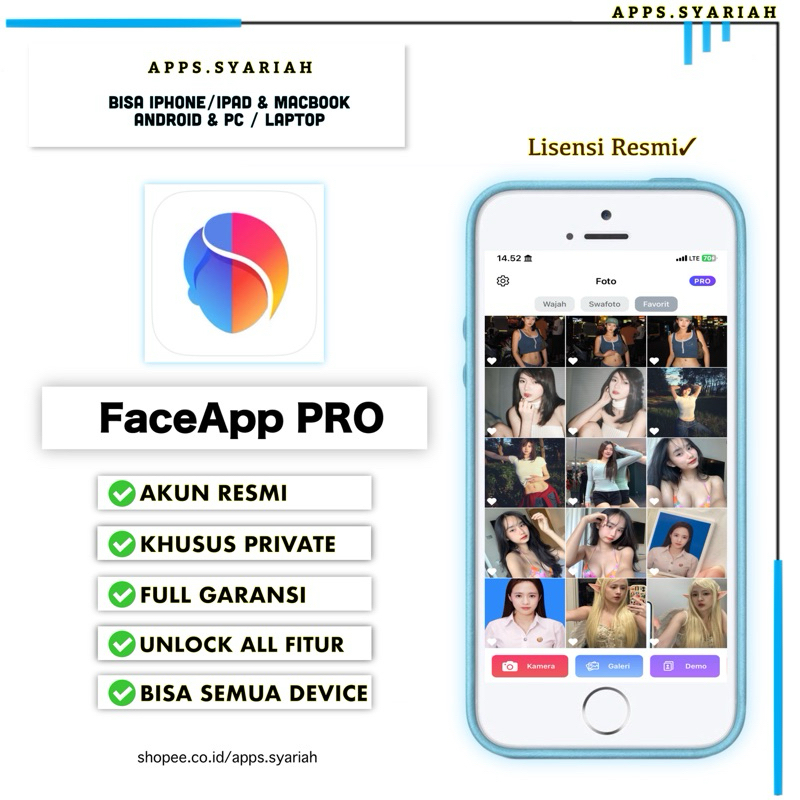 Jual FaceApp PRO, FaceApp Premium pocket pro lengkap semua fitur untuk
