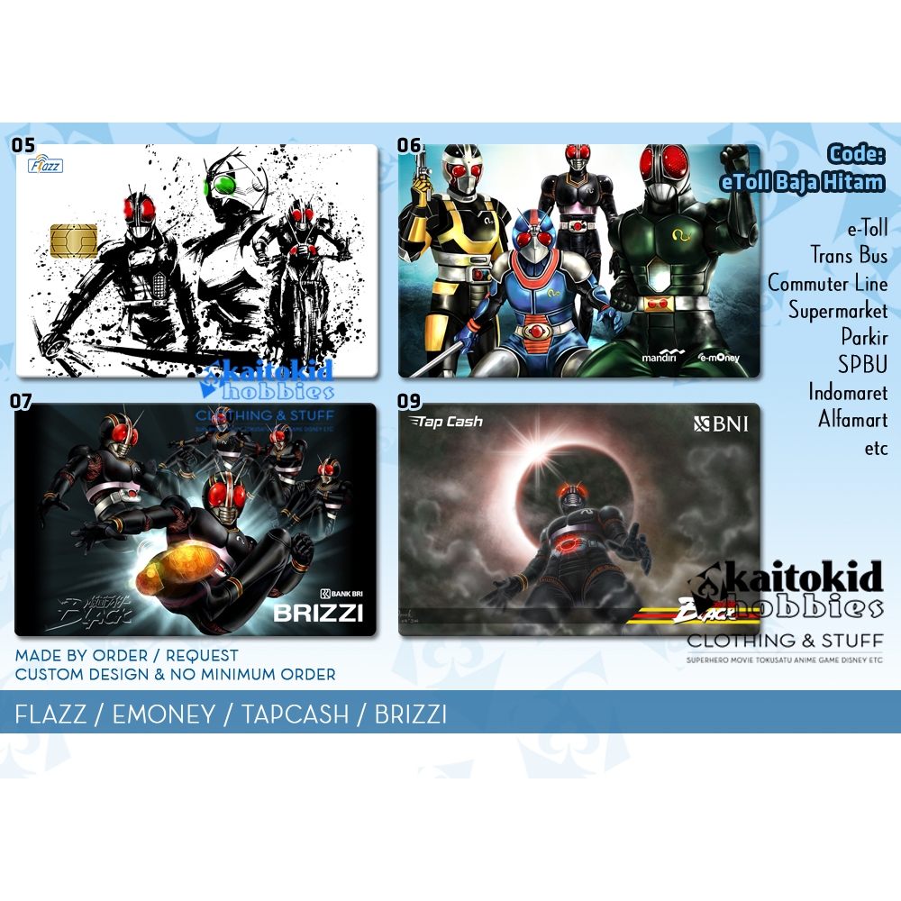Jual Cetak Kartu FLAZZ eMoney Baja Hitam Kamen Rider Black bisa custom ...