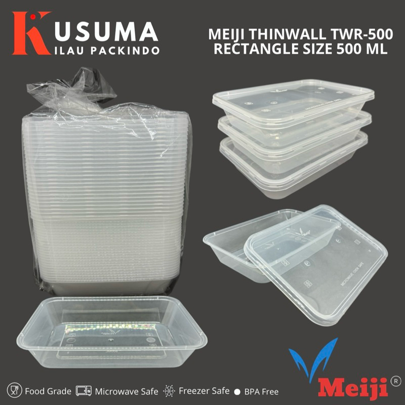 Jual Meiji Thinwall Rectangle Persegi Panjang 500ml 650ml 800ml