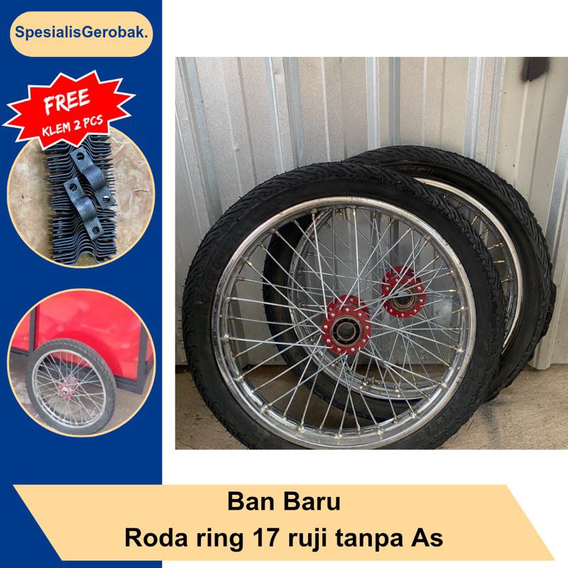 Jual RODA GEROBAK RING 17 RUJI SATU PASANG BAN BARU TANPA AS | Shopee ...