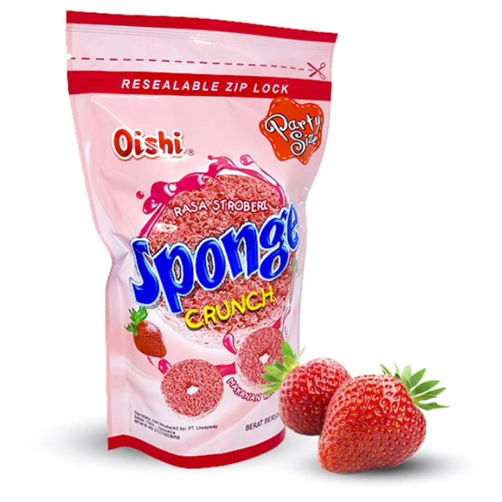 Jual Oishi Sponge Crunch Snack Rasa Strawberry 100gr | Shopee Indonesia