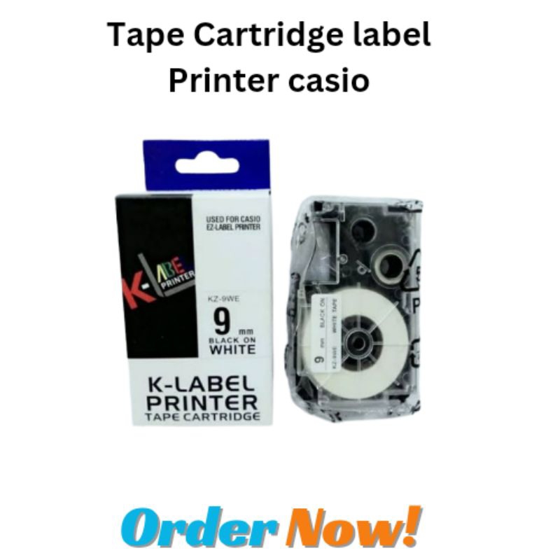 Jual EZ Label tape printer black on white 9mm Casio Compatible | Shopee ...