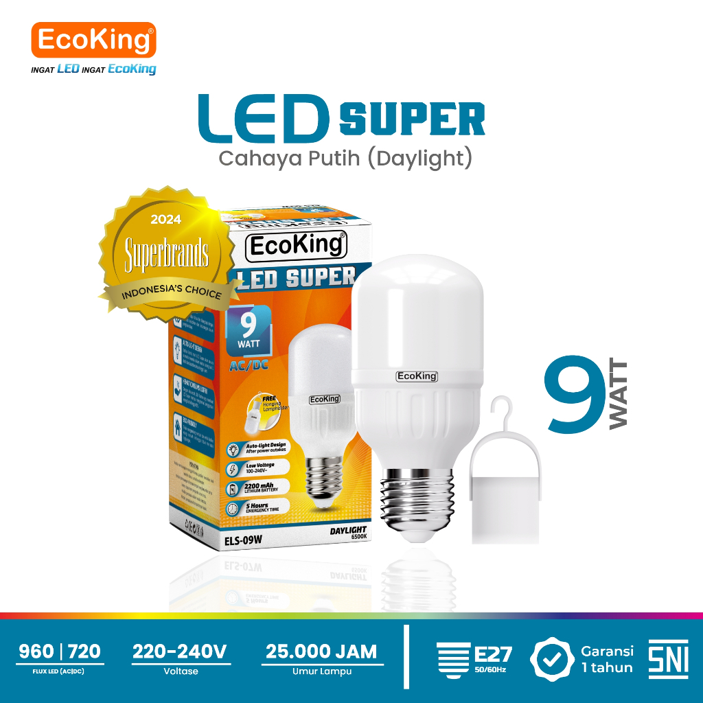 Jual Ecoking Lampu Bohlam Led Rumah Super Terang Emergency W Cahaya