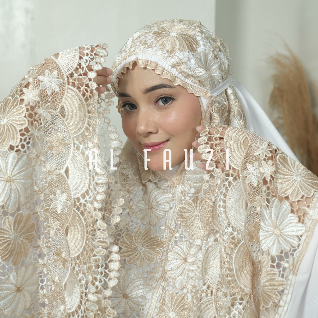 AL FAUZI - Mukena Zaina Dewasa Katun Renda Mix Twotone Jumbo Cantik Mewah Elegan