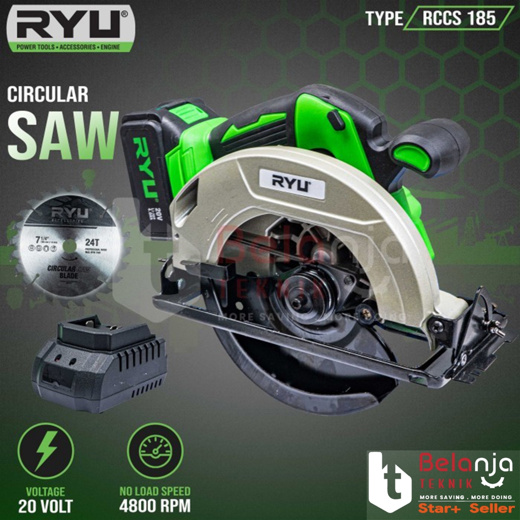 Jual RYU Circular Saw Cordless 20V RCCS 185 Mesin Potong Sirkel RCCS185 ...