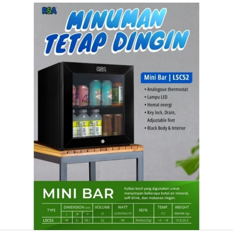 Jual RSA Kulkas Showcase Mini Bar Display Cooler Portable 52 Liter LSC ...
