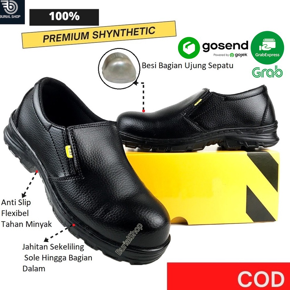 Jual Sepatu Safety Slip On Septi Pria Ujung Besi Septy Slop Selop Kerja