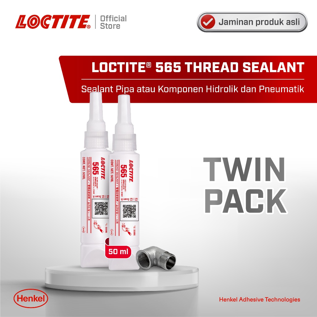 Jual Henkel LOCTITE 565 Thread Sealant Lem Pipa Anti Bocor 50 ml TWIN