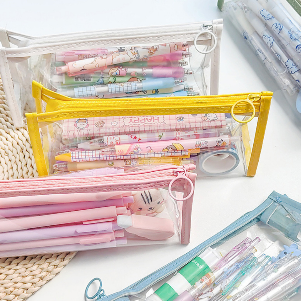 Jual TOPER Kotak Tepak Pensil Transparan List Warna Pouch Make Up ...