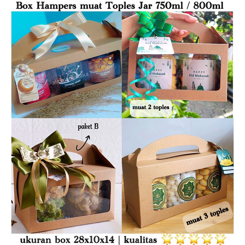 Jual Box Hampers Jendela Kotak Muat 3 Toples Tabung Jar 750 Ml 800 Ml Kotak Hampers Toples Jar 8117