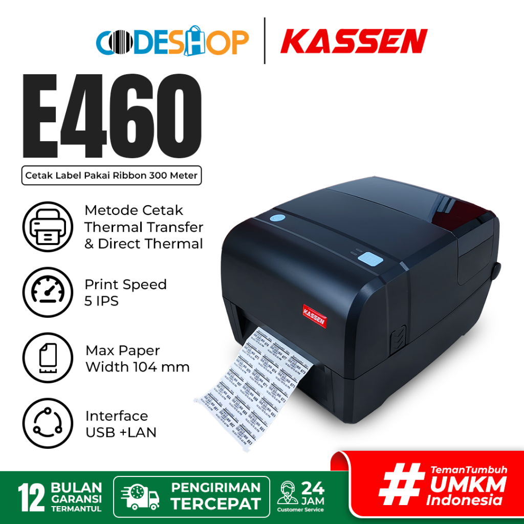 Jual Kassen Printer Barcode E 460 Cetak Label Resi Harga Asset