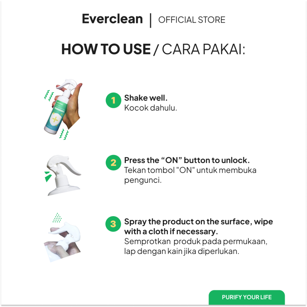 Jual Everclean Alcohol Disinfectant Spray (75% Alcohol) 250ml ...