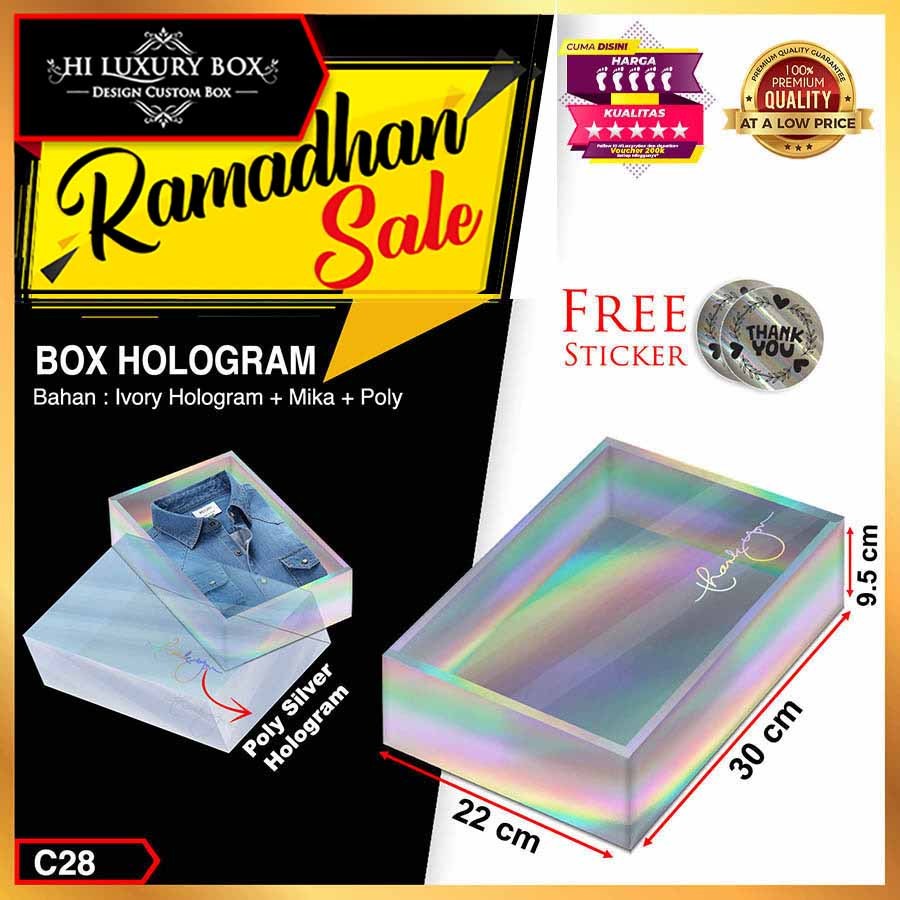 Jual Hiluxury Gift Box Silver Hologram Kotak Packaging Kado Silver