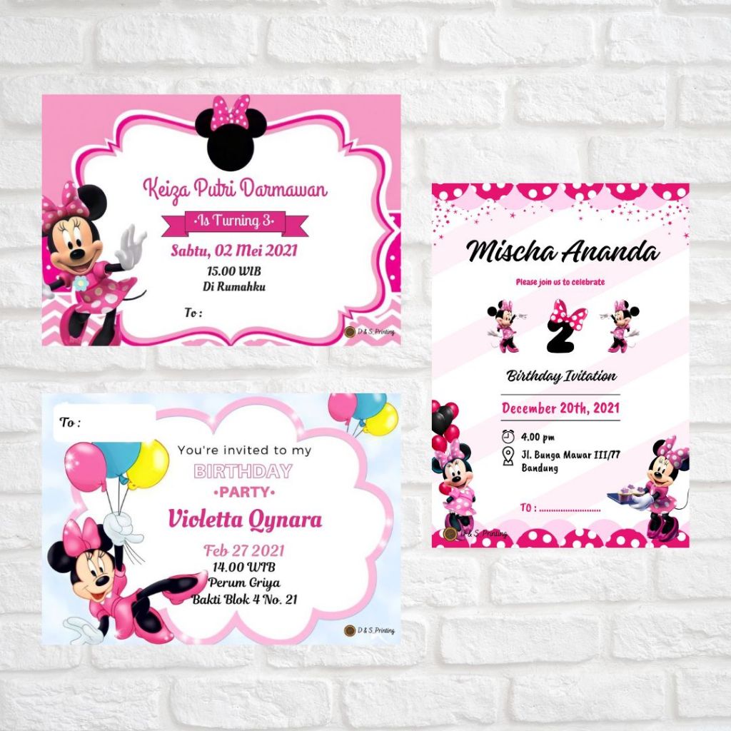 Jual Undangan Ulang Tahun (Minnie Mouse Ver.) | Shopee Indonesia