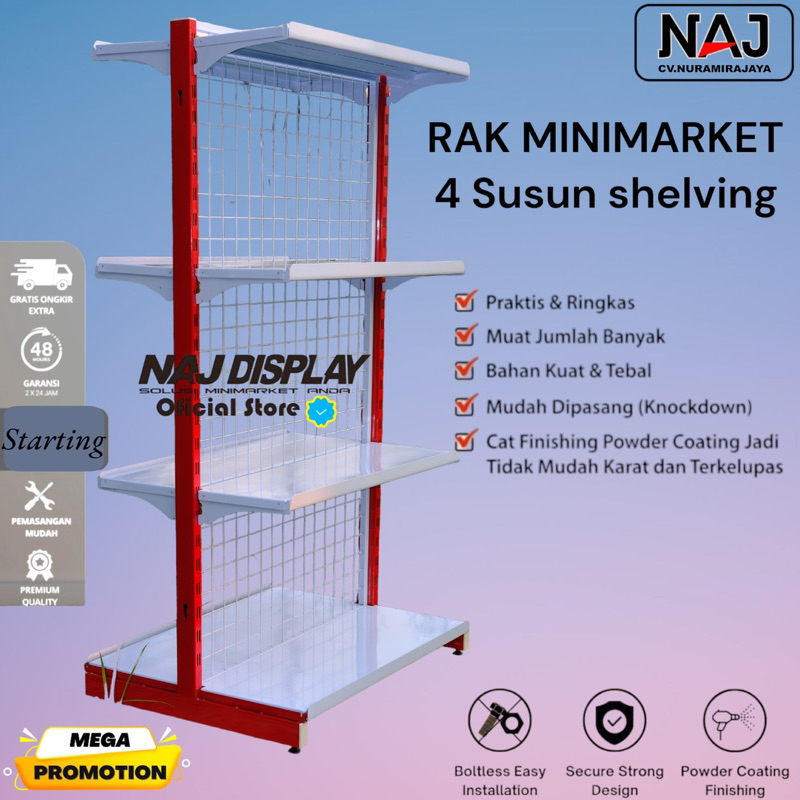 Jual RAK MINIMARKET DOBLE 4 SUSUN SHELVING ORI NAJ DISPLAY BARANG ...