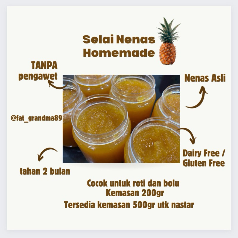 Jual Selai Nenas Organik Tanpa Pengawet Pineapple Jam Homemade Selai ...