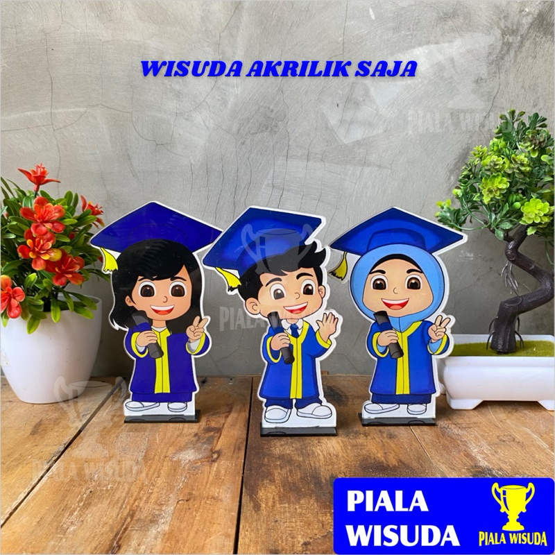 Jual Piala Wisuda Warna Biru Termurah Piala Wisuda Hijab Piala