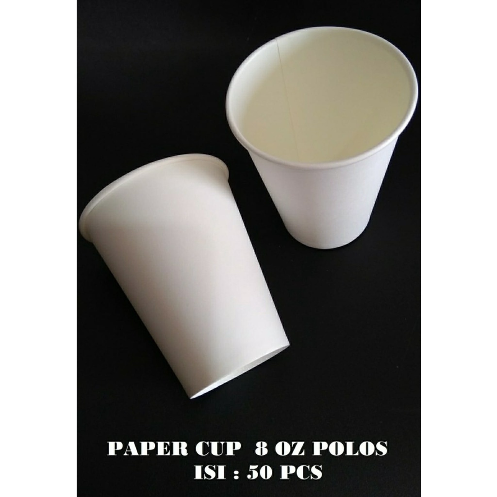 Jual Paper Cup 8 OZ Putih Susu/Polos HARGA 50 PCS | Shopee Indonesia