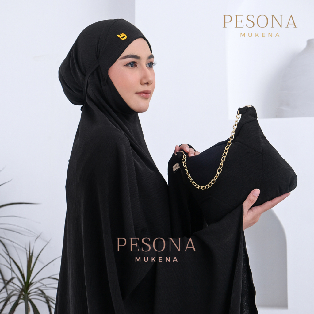 PESONA - Mukena Dewasa Penutup Dagu Crinkle Premium Polos Mukenah Malaysia