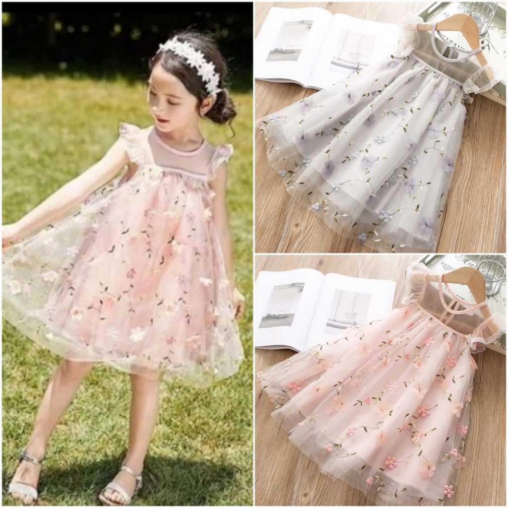 Jual DR45, Dress Anak Perempuan Gaun Pesta Bunga Bordiran Mewah ...