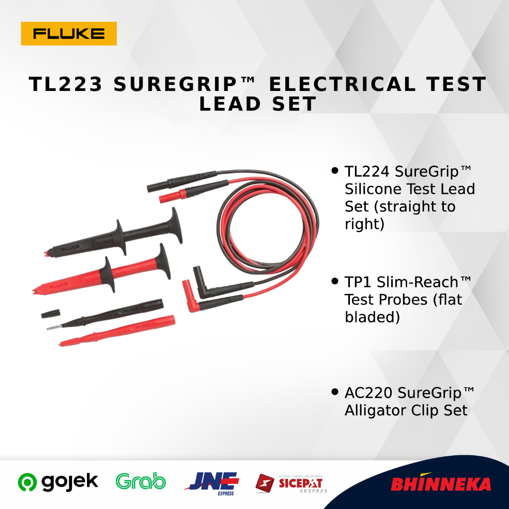 Jual FLUKE TL223 SureGrip™ Electrical Test Lead Set Shopee Indonesia