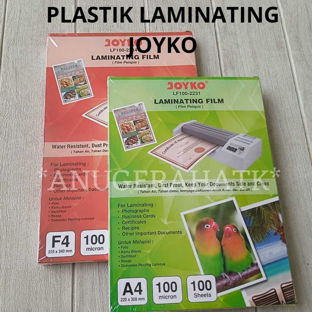 Jual (1 Pack100lbr) Plastik Laminating Glossy A4 & F4 100mc JOYKO