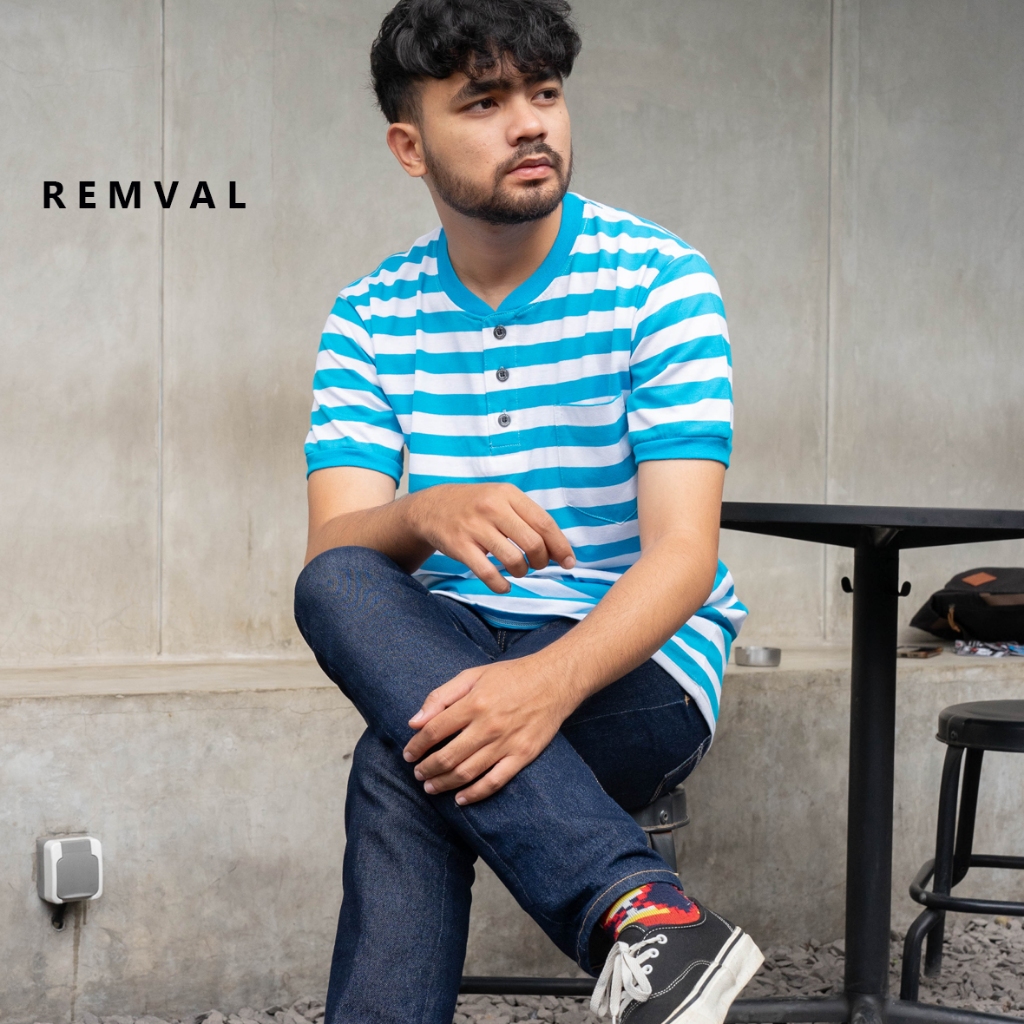 Jual Remval Kaos Stripe Besar Pria Lengan Pendek Model Kancing & Tanpa ...