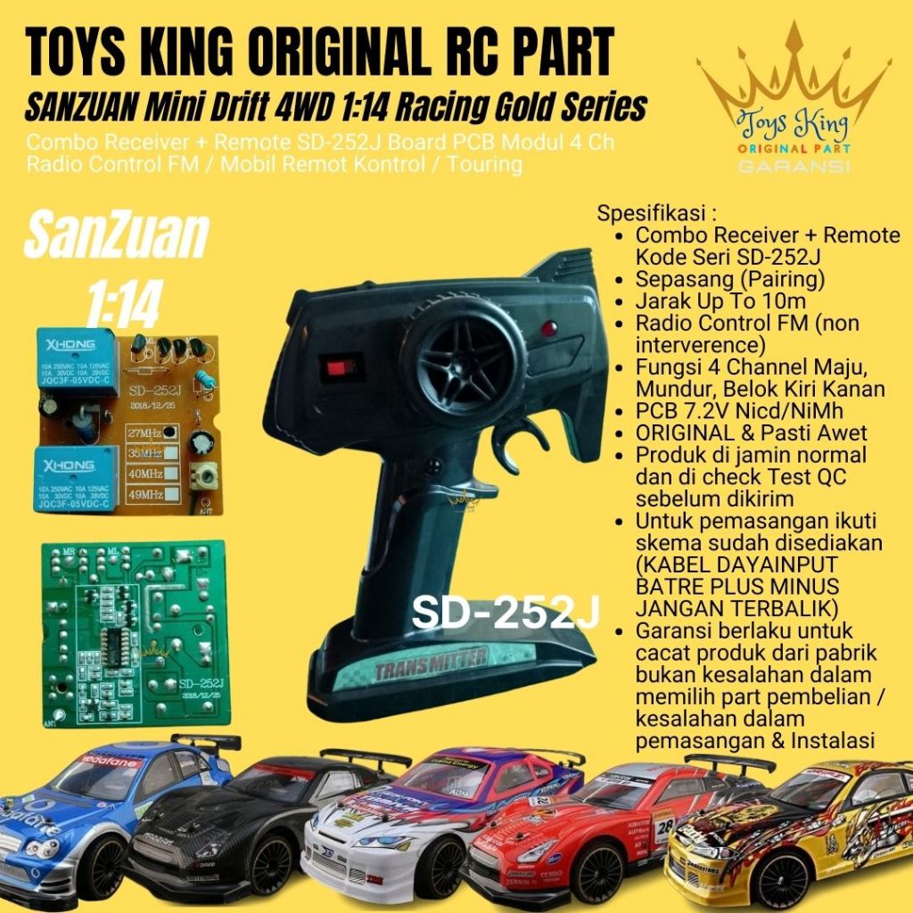 Jual Combo Receiver + Remote SD-252J Board PCB Modul 4 Ch SANZUAN Mini ...