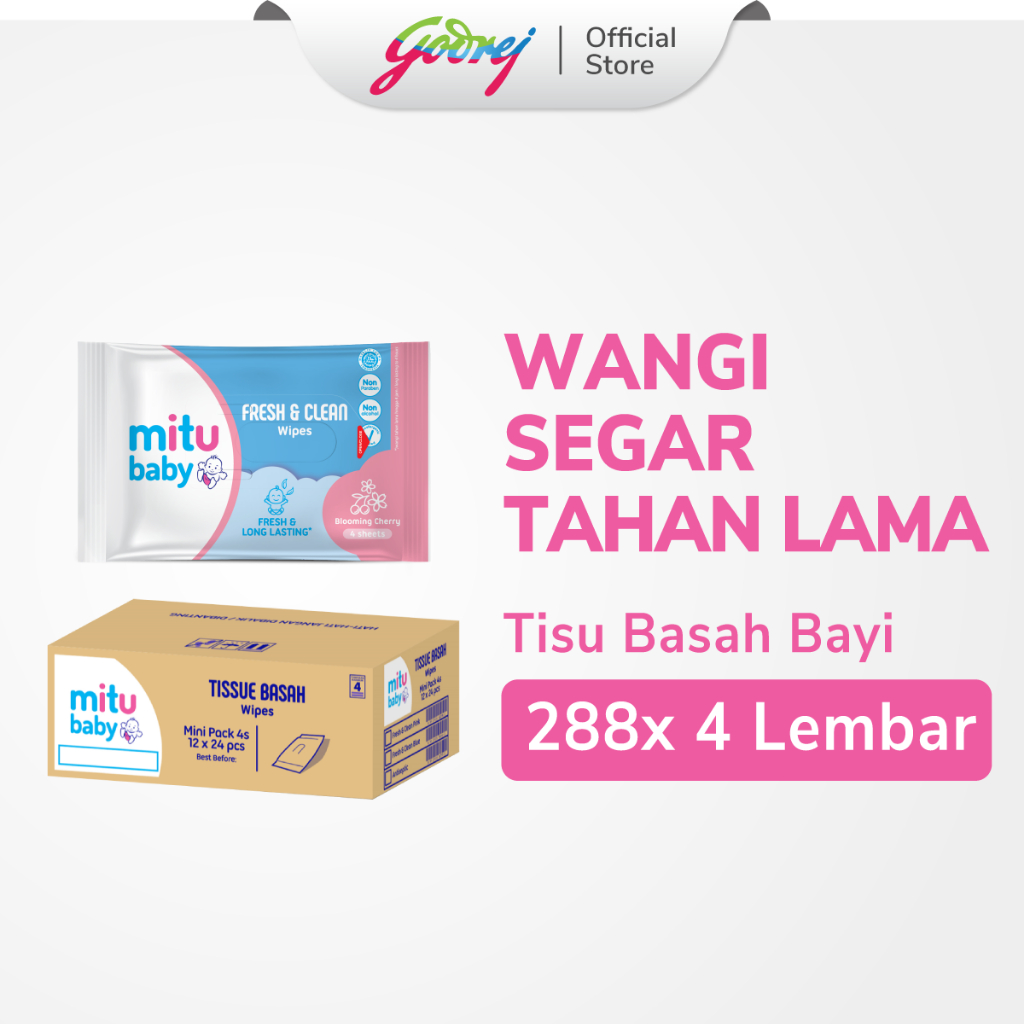 Jual [1 Karton isi 288pcs] Mitu Baby Tissue Fresh & Clean Pink Blooming ...