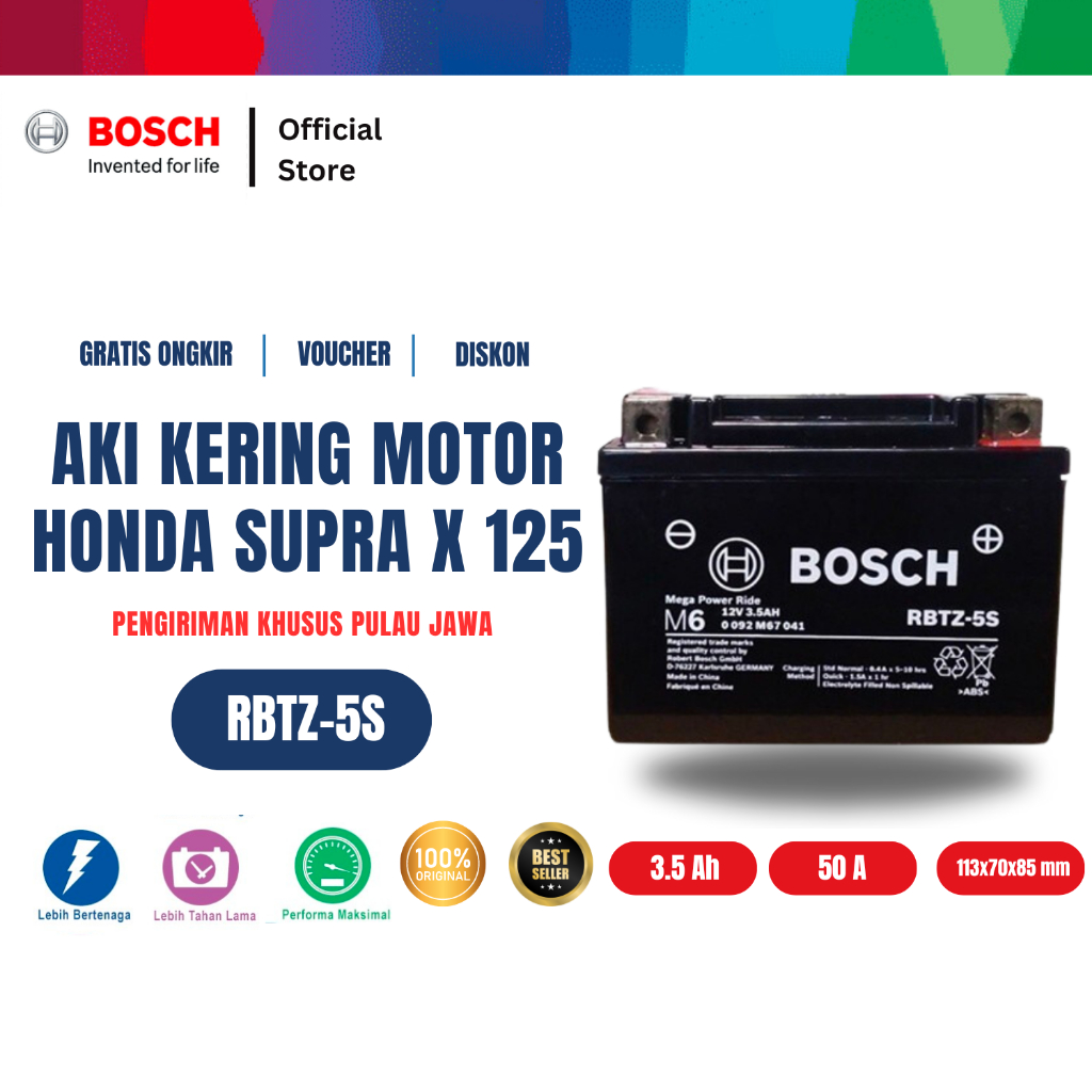 Bosch Aki Kering Motor Matic Honda Supra X 125 STD CW maupun Supra X 125 Helm in Maintenance Free - RBTZ5S