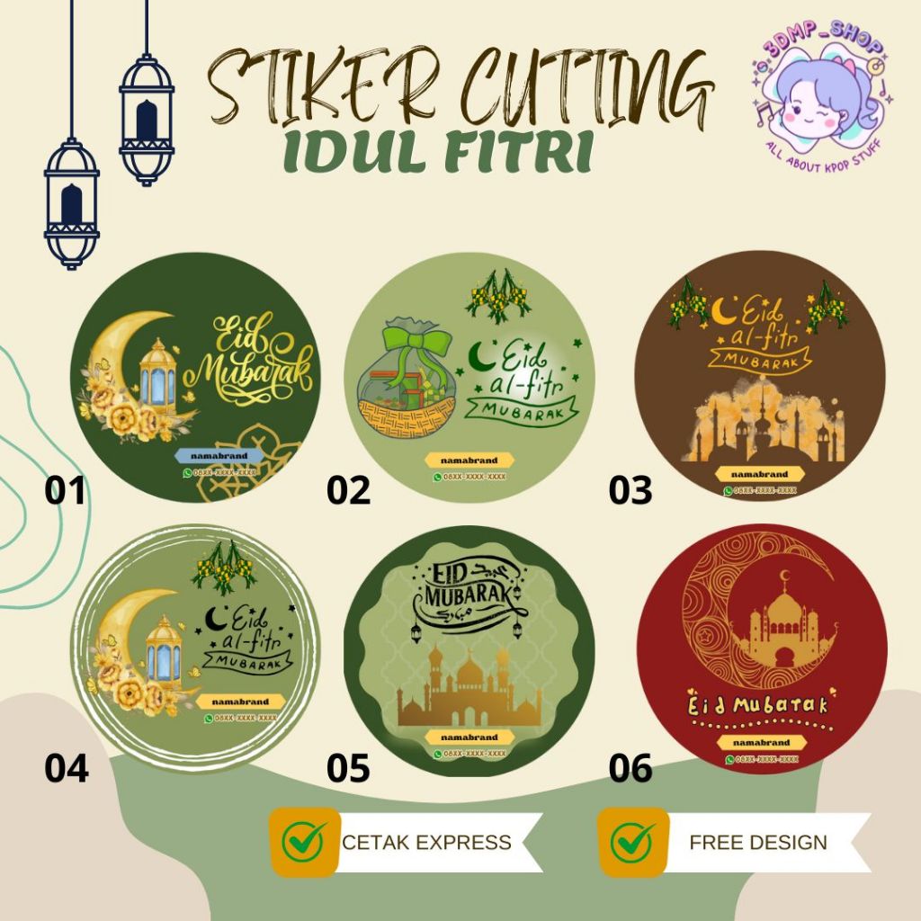 Jual Stiker A3 Cutting Bontax Chromo Label Lebaran Idul Fitri Ied