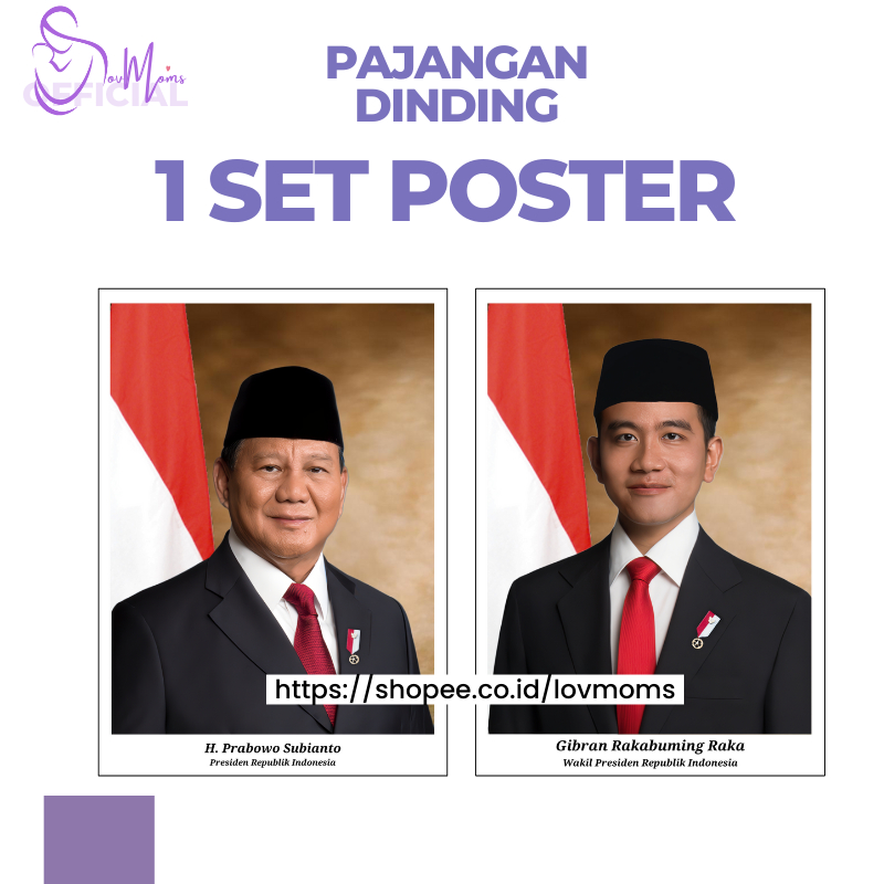 Jual Gambar Foto Poster Presiden Dan Wakil Indonesia Prabowo Gibran Bingkai Terbaru 2024 Premium